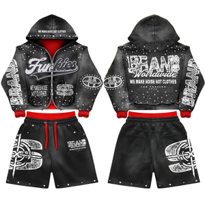 Custom Logo Two Piece Apparel Comfortable Fashion Outfit for Daily Use Men's Casual Hoodie and Shorts <b>Set</b> For Online Sale - Product Image 4