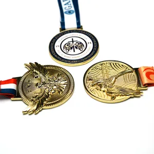 Manufacture supplier design metal 3d logo royal run medal cycling ride race kids sports silver medal custom medal with ribbon