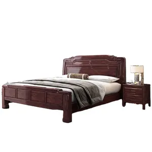 थोक लकड़ी के बिस्तर सिंगल डबल बेड बेडरूम फर्नीचर चीनी हल्के लक्जरी लकड़ी के बिस्तर