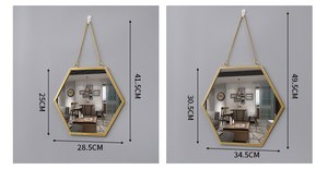 Gương Xích nhôm "Hex hiện đại" | khung kim loại tối giản + Treo điều chỉnh | Trang trí tường công nghiệp - Product Image 5