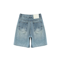 Shorts en jean taille mi-haute pour femme, délavage clair, 100% coton, coupe large, ourlet brut, décontracté d'été, vente en gros