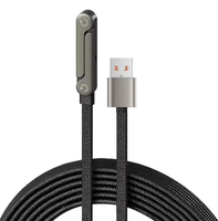 Cable de Datos USB 2 en 1 TUTI de 240W y 1.5M con Trenzado de Nailon, Tipo-C a Tipo-C, con Función de Soporte para Teléfono