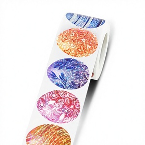 Gold-Stamping Laser Roll-Oval <strong>Egg</strong>-Shaped Paper Foil Stamping Easter <strong>Stickers</strong> Cute Little Rabbit Adhesive Labels - Product Image 1