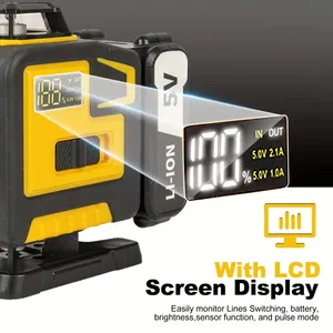 Medidor de nivel láser verde de 16 líneas equipado con una batería, con 4 líneas de Cruz Verde de 360 grados para vertical y horizontal - Product Image 3