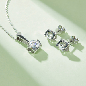 Ensemble de bijoux pour femmes, boucles d'oreilles et collier S925 <span class=keywords><strong>Kiss</strong></span> of Angel, diamant cultivé en laboratoire de 1 à 3 carats, qualité VVS - Product Image 2