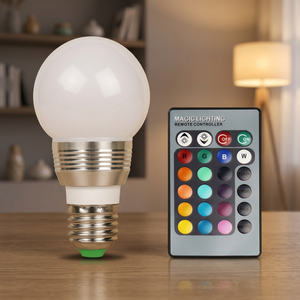 Lampe d'ambiance à 16 couleurs E27 3W RGB à intensité variable avec télécommande, ampoules LED à 16 couleurs pour l'éclairage intérieur automobile - Product Image 2