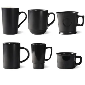 Tazas de sublimación personalizadas, tazas de sublimación negras en blanco de 15 oz para imprimir cerámica a granel con asa
