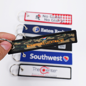 Wholesale Fabric Woven Embroidery <b>Key</b> Chain <b>Label</b> Custom Logo Double Side Keyring Embroidery Jet Tag Airplane Keychain - Product Image 2