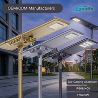 Lampadaire solaire LED intelligent 60W 100W 150W avec capteur de mouvement PIR, induction radar, télécommande, étanche IP66 pour extérieur