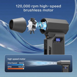 Soplador <span class=keywords><strong>de</strong></span> Aire Comprimido Inalámbrico <span class=keywords><strong>con</strong></span> Ventilador Turbo <span class=keywords><strong>de</strong></span> 110000 RPM y Pantalla Digital para Limpieza <span class=keywords><strong>de</strong></span> Teclados y Autos - Product Image 6