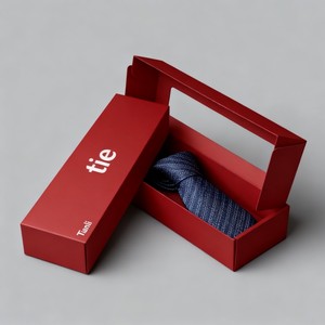 Design personnalisé de boîte d'emballage pour ensemble de cravates de luxe, cadeau pour hommes, boîte en papier avec nœud papillon, boîte d'emballage pour cravates avec fenêtre en PET - Product Image 5