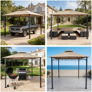 Gazebo de Dos Niveles <span class=keywords><strong>para</strong></span> Exteriores con Estructura de Acero con Recubrimiento en Polvo y Toldo de Poliéster Resistente al Agua - Product Image 2