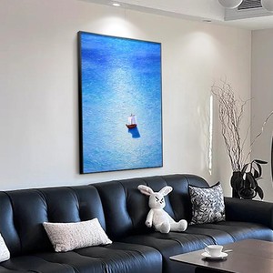 Sailboat Seascape Oil Painting Framed Metal <b>Frame</b> Modern Minimalist Living Room Sofa Background <b>Wall</b> Art Decoration - Product Image 1