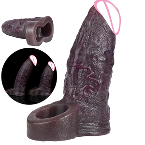 SXXY Realistischer Schwarzer <span class=keywords><strong>Penis</strong></span>-Sleeve-Verlängerer Weicher & Dehnbarer Silikon-Penishülle für Männer, Paare Sexspielzeug Großhandel <span class=keywords><strong>Amazon</strong></span> Bestseller - Product Image 1