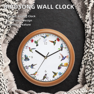 Đương đại trang trí nội thất Đồng hồ treo tường 12 giây thạch anh chim cuộc gọi bài hát 12 favourite chim hát kim hiển thị nhựa - Product Image 3