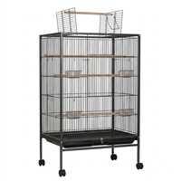 Grande cage à oiseaux en métal avec support roulant, cage à perroquets d'intérieur/extérieur avec perchoirs, mangeoires, plateau amovible, volière robuste pour animaux de compagnie
