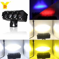 Phare de moto LED 32W à 4 lentilles 12-80V 3200LM, faisceau extérieur blanc jaune bleu Hi/Lo, projecteur en aluminium pour tout-terrain, ATV, SUV
