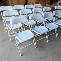 Vente Chaude Chaise Pliante Confortable Empilable en Fer Forgé, Acier, Plastique PP ou Résine Blanche, pour Extérieur, Mariages, Événements, Fêtes ou Jardin