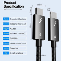 Câble USB-C Thunderbolt 3/4 40 Gbit/s 1M 8K 240W à charge rapide USB 4 pour iPhone 17 16 15 Pro Max MacBook iPad Hub Dock