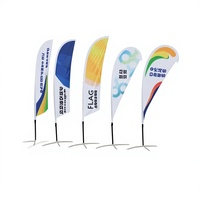 Drapeau de plage personnalisé en forme de plume, drapeau publicitaire extérieur en forme de goutte d'eau avec base de poteau pour la promotion d'événements, vente en gros d'usine OEM