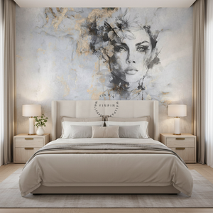 Papier peint mural imperméable vintage <span class=keywords><strong>abstrait</strong></span> avec portrait féminin, texture béton, <span class=keywords><strong>visage</strong></span> <span class=keywords><strong>de</strong></span> <span class=keywords><strong>femme</strong></span>, pour salon et chambre à coucher - Product Image 2