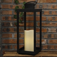 Lanterne en métal à LED noir sans flamme, grande taille, fournitures de mariage
