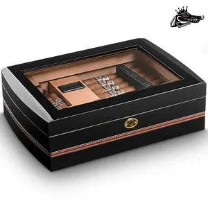 Kotak kayu Cedar presiden kotak cerutu dengan Humidor Piano Finish Humidor untuk cerutu
