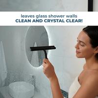 Limpiacristales en T con Cuchilla de Silicona para Ducha, Ventanas y Puertas de Baño, Sin Rayas, con Gancho para Colgar en la Pared, Negro