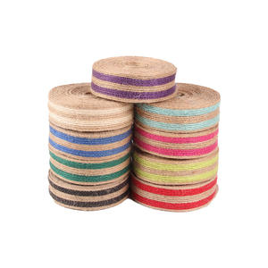 特注天然ジュートバーラップリボン2.5cmシングルフェイスシルクスプール形式誕生日パーティー & ホームデコレーション用 - Product Image 1