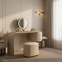 Très recommandé : Coiffeuse d'angle contemporaine nordique avec miroir et éclairage LED, mobilier de chambre à coucher