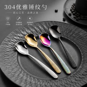 304 stainless steel <b>square</b> head spoon hammer <b>coffee</b> spoon stirring spoon elegant dessert spoon household spoon ice cream spoon - Product Image 1