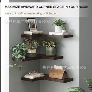 Wooden Corner <b>Wall</b> <b>Shelf</b> For Kitchen Condiments And Books <b>Floating</b> Design Multi Purpose Storage Rack - Product Image 2