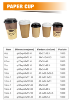 Gobelets jetables en papier kraft à paroi simple personnalisables de 4/5/6,5/7/8/10/12/16/22 oz pour café et jus avec couvercle