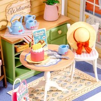 Robotime Rolife Puzzles 3D en plastique faits à la main, jouets assemblés, DWS07B Sunshine Sip Porch, kit de maison miniature DIY