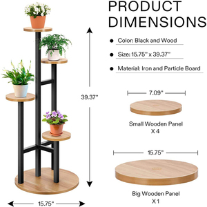 Support de fleurs rond en bois bon marché à 5 couches, grand support de fleurs, étagère de plantes, support de pot de fleurs, présentoir - Product Image 4