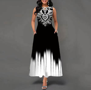 Abito <span class=keywords><strong>da</strong></span> <span class=keywords><strong>Sera</strong></span> Ampio per Donna Taglie Forti, Nuovo Vestito Casual Bohémien Stampato con Collo a Pullover - Product Image 6