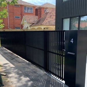 <span class=keywords><strong>Portail</strong></span> en aluminium de type australien moderne, sur mesure, simple, en tube métallique, avec lames verticales polies, pour espaces privés - Product Image 3