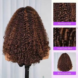 Perruques bouclées en <span class=keywords><strong>cheveux</strong></span> humains birmans, haute densité, 13x6, sans colle, avec dentelle transparente, mèches 4P30, perruque frontale bouclée en dentelle, vente en gros - Product Image 3