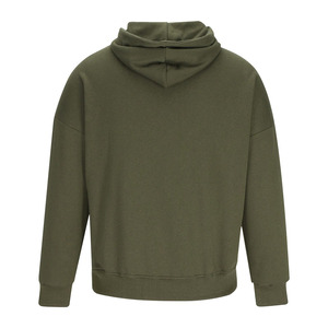 <b>Men's</b> Olive Green Hooded <b>Sweatshirt</b> Regular Fit Cotton Fleece Casual Pullover Autumn Wear Oversized Hoodie With Front Pocket - Product Image 4