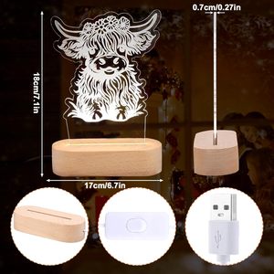 High Quality <b>Acrylic</b> Material Custom Christmas 3D Design Pattern Wooden Base LED Night Light DIY Writing <b>Board</b> Customized Color - Product Image 3