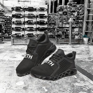 รองเท้าเซฟตี้ป้องกันการกระแทก หัวเหล็ก สำหรับงานอุตสาหกรรม 男女 ใช้ได้ พื้น PVC น้ำหนักเบา เหมาะสำหรับเดินป่าและงานอุตสาหกรรม - Product Image 2