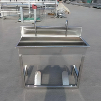 Évier de lavage des mains à 3 stations en acier inoxydable 304 avec commande à pédale, équipement sanitaire pour abattoir, usine alimentaire, cuisine