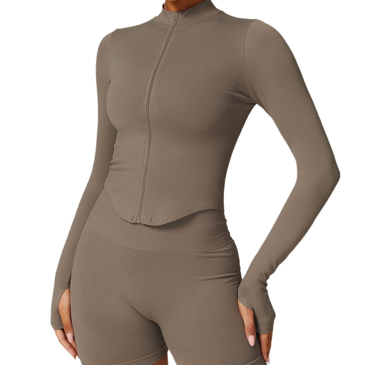 Women's Summer Stand Collar Fitness Sports Tops Long Sleeve Zipper Quick-Drying Yoga Tight for Bodybuilding Size Breathable