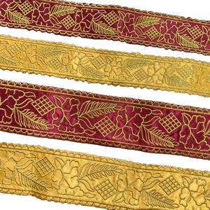 Ruban en satin jaune <span class=keywords><strong>bordeaux</strong></span> brodé or 100% personnalisé - Product Image 1