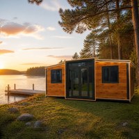 Casa contenedor plegable de doble ala, casa prefabricada expandible, casa portátil para vivienda familiar