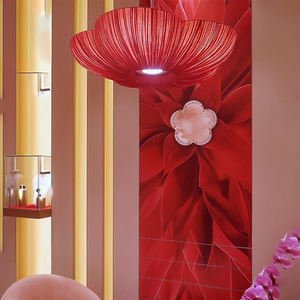 New Creative Pendant <b>Light</b> <b>Red</b> Flower Shape <b>LED</b> Chandelier For Restaurant Bar Hotel Decor - Product Image 2