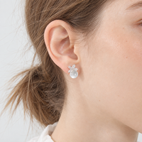 KAVNAR Boucles d'oreilles fleur zircon sphère laiton plaqué or blanc élégantes