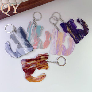 QY minimaliste dégradé acrylique chat porte-clés mignon chaton sac breloque Animal porte-clés pendentif nouvel accessoire de - Product Image 2