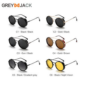 แว่นกันแดดทรงกลมเกรย์แจ็คกรอบโลหะสีดำ UV400 โพลาไรซ์ แว่นกันแดดสำหรับทุกเพศประเภท 3 เลนส์ TAC - Product Image 4