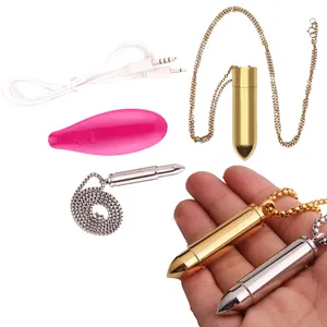 Golden Silver Bullet Necklace Vibrator Magnetic Finger Vibrator Dildo Sex Toy Shop Clitoral Stimulator Jump Necklace Massager